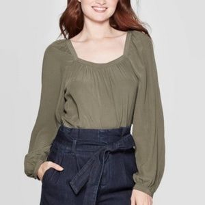 a new day Olive Square Neck Top